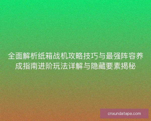 全面解析纸箱战机攻略技巧与最强阵容养成指南进阶玩法详解与隐藏要素揭秘
