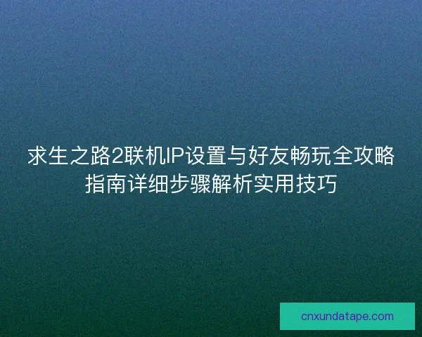 求生之路2联机IP设置与好友畅玩全攻略指南详细步骤解析实用技巧