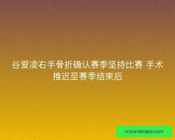 谷爱凌右手骨折确认赛季坚持比赛 手术推迟至赛季结束后 谷爱凌右手骨折确认赛季坚持比赛 手术推迟至赛季结束后