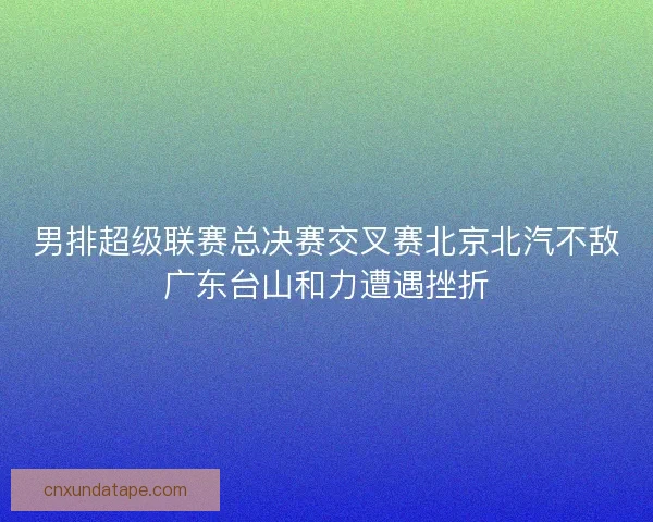 男排超级联赛总决赛交叉赛北京北汽不敌广东台山和力遭遇挫折