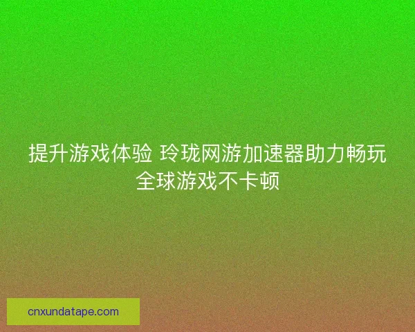 提升游戏体验 玲珑网游加速器助力畅玩全球游戏不卡顿