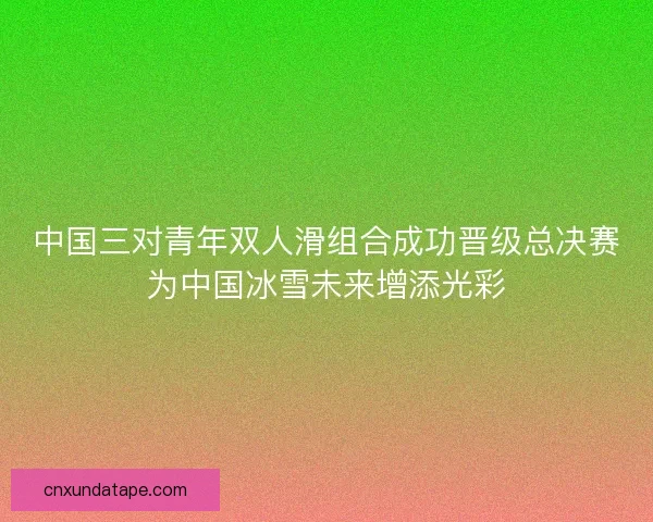 中国三对青年双人滑组合成功晋级总决赛为中国冰雪未来增添光彩