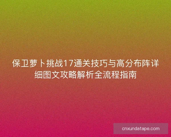 保卫萝卜挑战17通关技巧与高分布阵详细图文攻略解析全流程指南